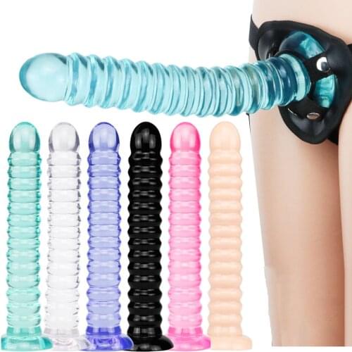 Strap-On Adjustable Dildo Strapon Anal Plug for Couples Huge Butt Plug Sex Toys for Women Lesbian BDSM Long Thread Anal Plug