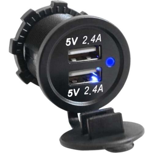 Car Dual USB Charger Socket 4.8A Power Outlet Charger With LED For 12V/24V Car Marine Boat Truck Car Phone Charger