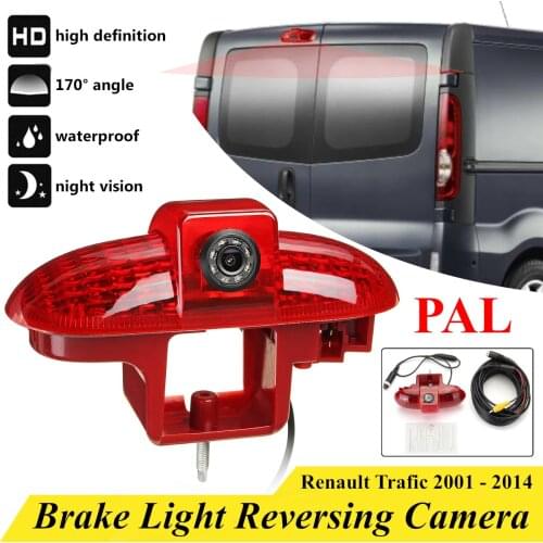 PAL Car Brake Led Light Lamp Reverse Rear View Camera Backup Parking Night Vision Waterproof For Renault Trafic 2001 - 2014