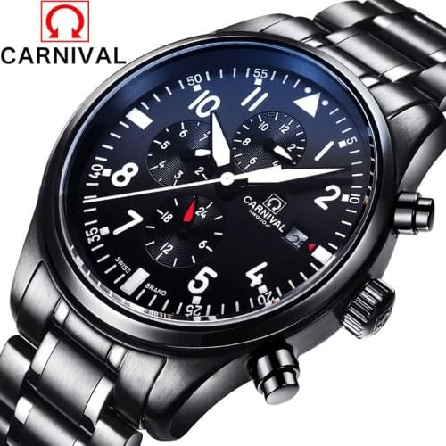 New CARNIVAL Luxury Sport Clock Men Automatic Watch Skeleton Military Mechanical Watch Relogio Male Montre Relojes Mens Watch