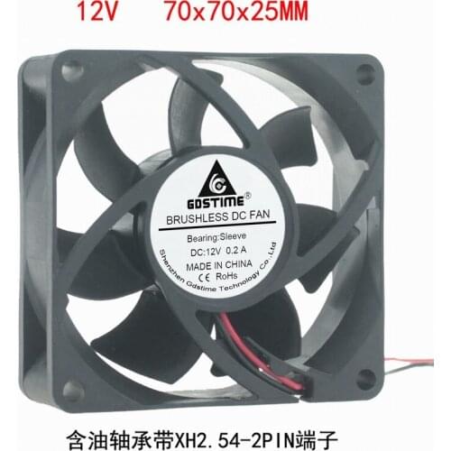 DC 12V 24V 2pin 7025 7cm 70mm 70*25 sleeve bearing Brushless Cooling Fan