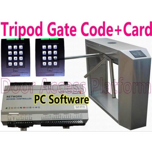 Long Dimension Type Tripod Turnstiles Keypad Pin Cod+RFID Card Access Gate Reader+Web Network Access Controller Turnstile gate