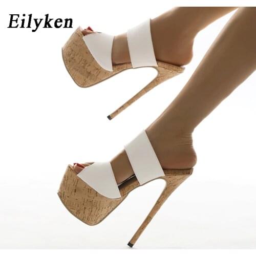 Eilyken Summer Sexy Slippers Women New Fashion Nightclub Party Super High Heels Sandals Platform Open Toe Slip On Mules Shoes