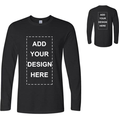 Custom logo cotton t-shirt Spring/autumn men T-shirt home mens long sleeved O-neck solid color casual T-shirts USA size XS-2XL