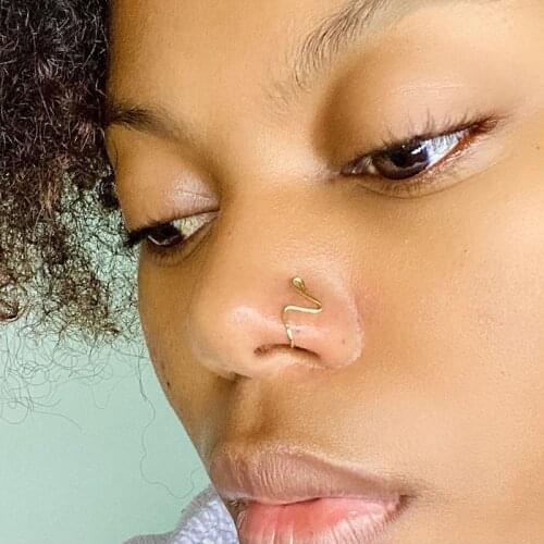 Original Wave Wire None Piercing Nose Ring 2021 Unisex Gold Silver Color Fake Nose Cuff Ring Jewelry Clip Ear Cuff Femme Bijoux