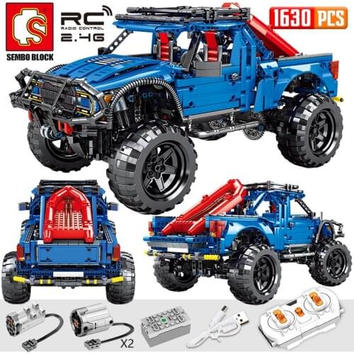 SEMBO Block 1630PCS City Remote Control Car Bricks Electric RC/non-RC Trucks Pickup Model Building Blocks Toys For Kids