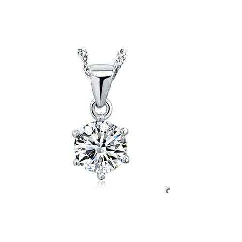 Korean women jewelry six claw single simple imitation diamond necklace pendant enamel charms pendants free shipping