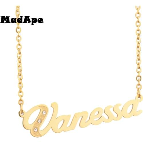 MadApe Custom Women & Men Any Letter Name Necklace Stainless Steel "Vanessa" Pendant & Necklace For Girl Gift Customized Jewelry