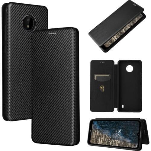 Magnetic Carbon Fiber Flip Leather Wallet Case For Nokia X10 X20 C20 C1 Plus 7.3 6.3 5.4 2.4 3.4 Holder Walle Cover Phone Case