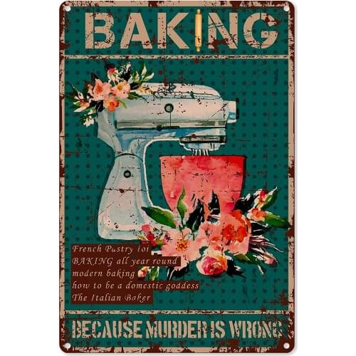 Metal Tin Sign Wall Decor - Vintage Kitchen Baking Tin Sign for Home Wall Decor Gifts - Best Farmhouse Bake Sign Kitchen