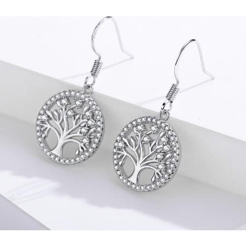 Sodrov 2020 trend Unusual Earrings Silver 925 Earring for Women Earrings Tree Of Life Earrings Hoop Silver Earrings