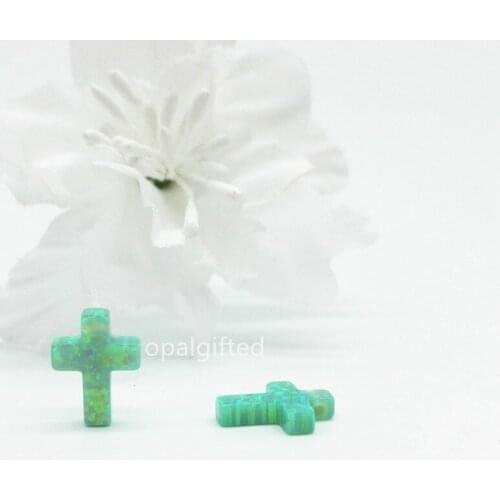 MOQ=3pcs Free shippping Synthetic Opal Cross Charm Stone for gift 9x12mm Synthetic Opal Free Shipping Hot Opal Gems for Pendant