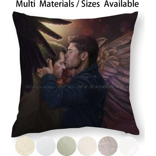 A Moment Pillow Case Throw Pillow Cover Cotton Linen Flax Destiel Destiel Art Supernatural Fanartm Castiel Art Dean Winchester