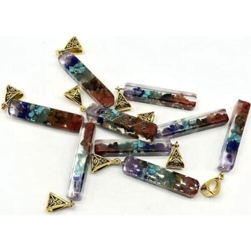New Arrival Fashion 5Pcs Resin & Natural Stone Chakra Healing National Style Pendant For Necklace Making Free Shipping