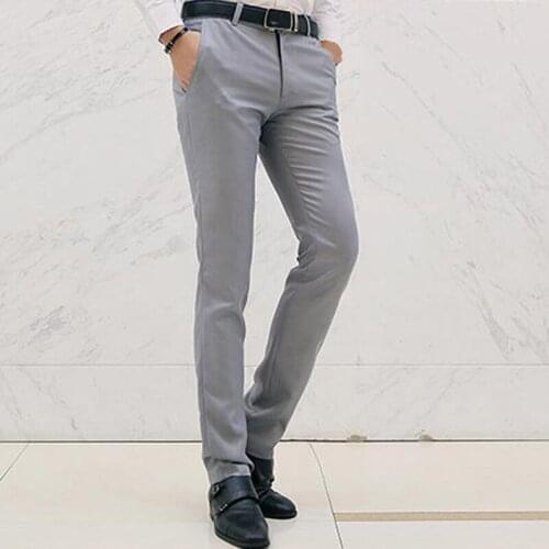 New Autumn Men Pants Casual Solid Color Trousers Men Slim Pencil Pants for Men Office Plus Size Trousers Male Pants Straight Mid