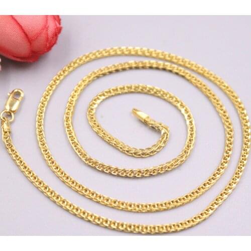 Real 18K Yellow Gold Women Necklace Wheat Foxtail Chain 17.7inch 1.8mmW 3.8-4.2g / Lobster Clasp GUARANTEED PURE 18K Gold