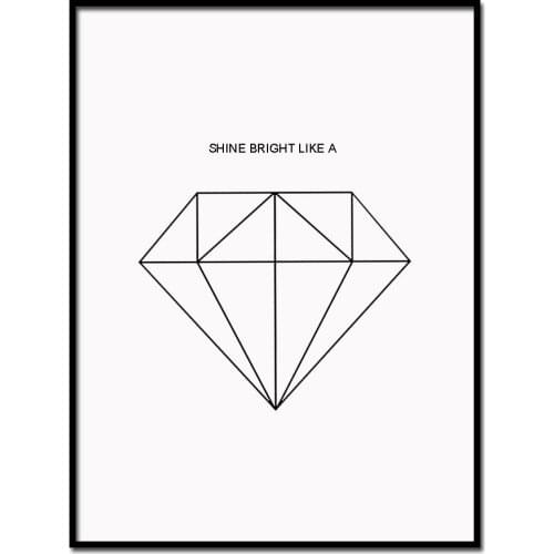 Nordic Style Print Canvas Shine Bright Like A Diamond Letters Quote Wall Pictures No Frame For Home Decoration Living Room LZ152