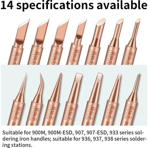 LUXIANZI 900M-T Soldering Iron Tip Copper Lead Free Solde Tip for Welding Accessorie Head BGA Soldering Tools Branding Iron