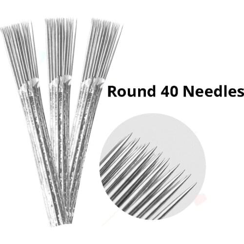 Permanent Makeup Eyebrow Tattoo Needle Round 40 pin Microblading Needles Disposable Tebori Needle Eyebrow Microblade Tool