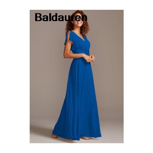 Tailor shop Bridesmaid Dresses custom made Flutter Sleeve Full Skirt dusty sage teal blue juniper sandy color bridesmaid dress