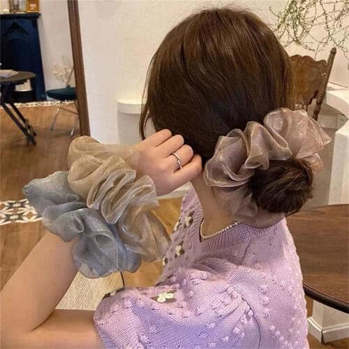 Fashion Oversized Hair Scrunchies Elastic Hair Ties Girls Headwear Ponytail Holder Hairband Organza Hair Ties Hair Accessories
