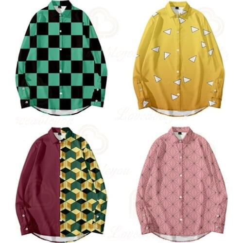 New Demon Slayer 3D Digital Printing Long-sleeved Shirt Men and Women Trend for Spring Autumn 15-45 Years Old Cosplay Shirt