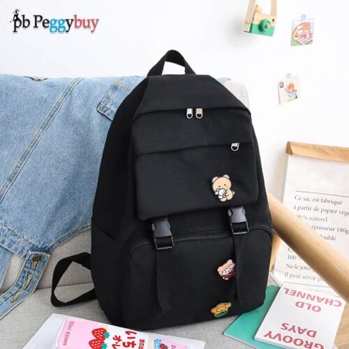 Waterproof Backpack Women Solid Color Women Shoulder Bag Black School Bag for Teenager Girl Children Supplies