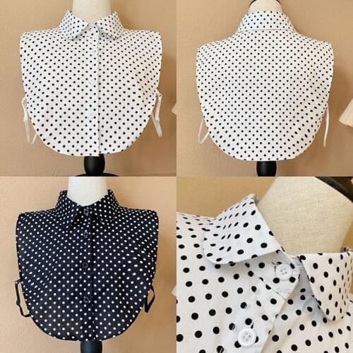 Polka Dots Fake Collars for Men Women Lapel Detachable Collars Blouse Stand Removable False Collar Solid Color Accessory