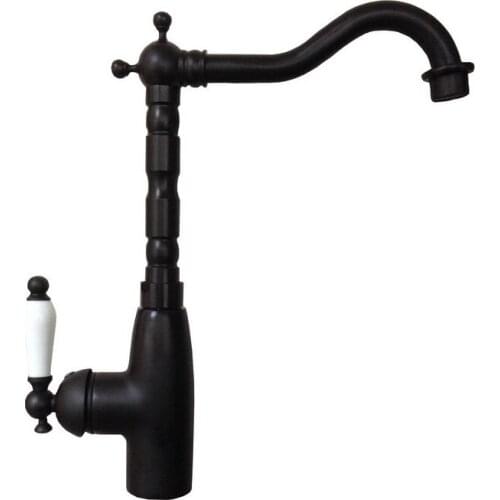 Kitchen Wet Bar Bathroom Vessel Sink Faucet Black Oil Rubbed Bronze One Handle Swivel Spout Mixer Tap Single Hole msf106
