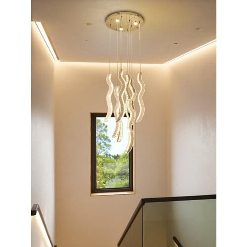 YOOGEE Modern LED Crystal Chandelier for Living Room Staircase Lighting Fixtures Large Hallway Loft Restaurant Hanging Lamp