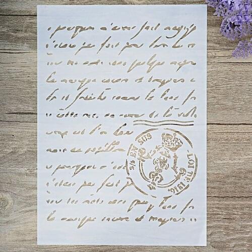 A4 A3 A2 Size DIY Craft Layering French Script Stencil For Wall Painting Scrapbooking Stamping Stamp Album Decorative Embossing Paper Card