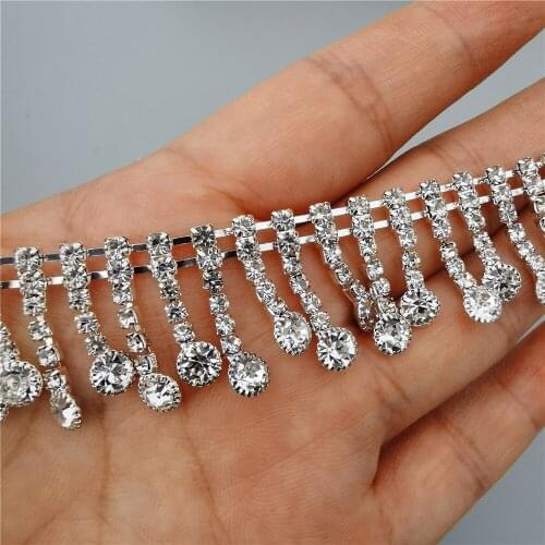 Rhinestone Crystal Chain Bling Diamante Lace Diamond Belt Trim Ribbon Necklace Applique Gem Sparkle Wedding Dress 2.3cm Width