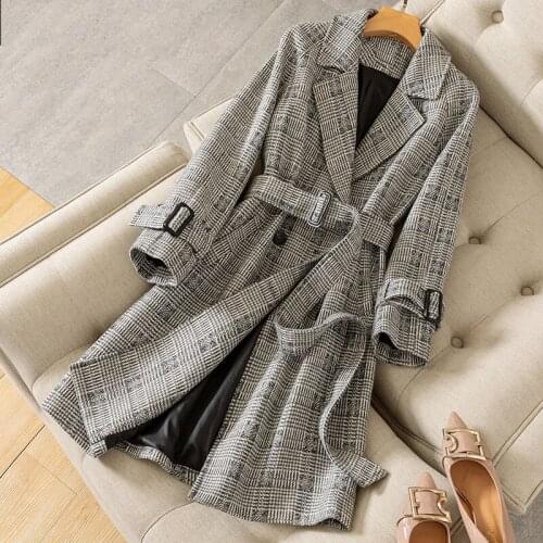 Overcoat Women Winter Clothing Long Woollen Tailored Collar Loose Outerwear Stylish Lady Wool Coats N29