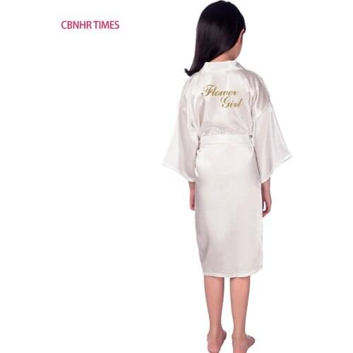 4-14Y New flower girl dress robes solid satin kids robes bridesmaid children kimono bathrobes child nightgown wedding party robe
