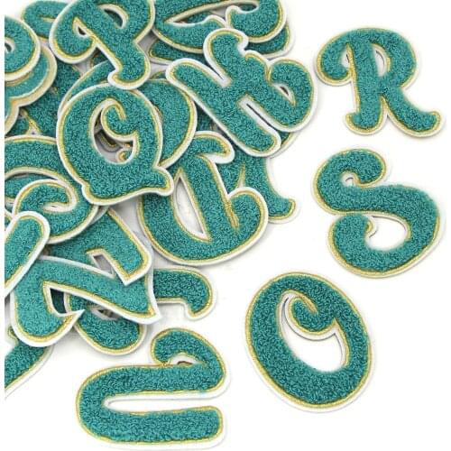 1Pcs Letter Embroidery Patches Green A-Z English Letter Patch For Clothes Iron On Patches Towel Applique DIY Name Badge Stripe