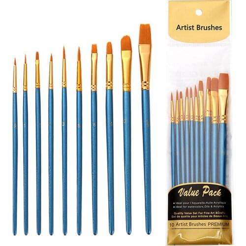 10 Pcs/Set Paint Brushes Painting Art Brush for Acrylic Oil Watercolor Artist Professional Painting Painter Kits