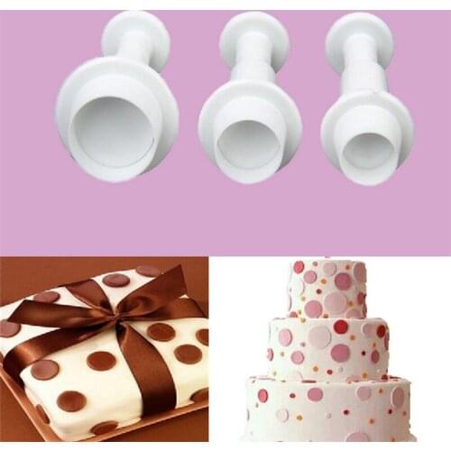 3Pcs/Set Plastic Round Circle Fondant Cake Decorating Tools Sugar craft Plunger Cutter Baking Cookies Mold Kitchen tool