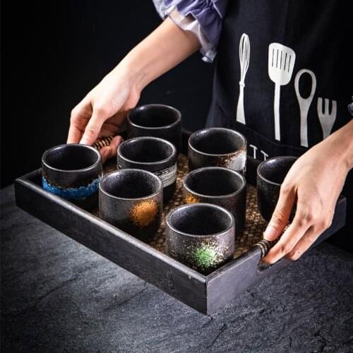 Arabian Coffee Cups Black Ceramic Retro Tea Set Home Color Sake Water Utensils Friend Drinking Teacups High Quality Unique Gift