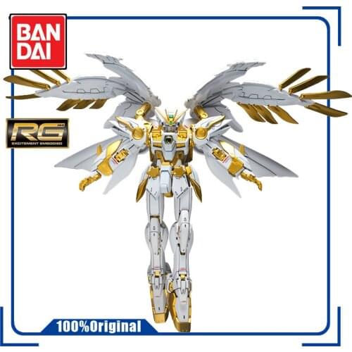 BANDAI RG 1/144 Wing Gundam Zero Platinum Angel Color Change Assembling Model Action Toy Figures Childrens Gifts