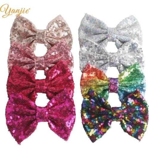 30pcs/lot 5" Knot Sequin Hair Bow WITHOUT Hair Clips Girls Solid Glitter Bows For Kids DIY Headband Hair Bands Hair Accessories