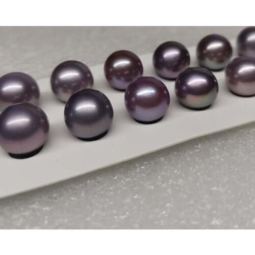 5 Pairs Gorgeous purple pearl 9mm round freshwater pearls half drilled beads