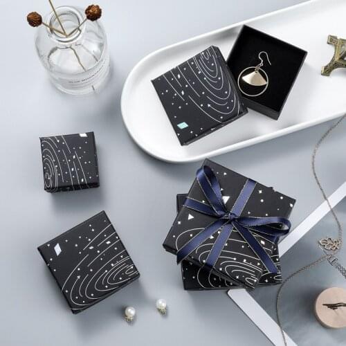 Black Kraft Display Stand Packaging Star Ornament Jewelry Gifts Box for Ear Stud Ring Necklace Bracelets Paper Trinket Boxes