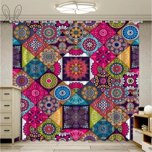 Colorful Islam Arabic Indian Curtains For Window Vintage Pattern Livingroom Curtain Bedroom Blackout Drapery Rideaux