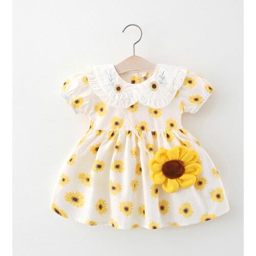 Todder Baby Girl Kids Clothes Summer Dress Sunflower Printed Girls Party Dress Sundress Children Boutique Clothing 2021