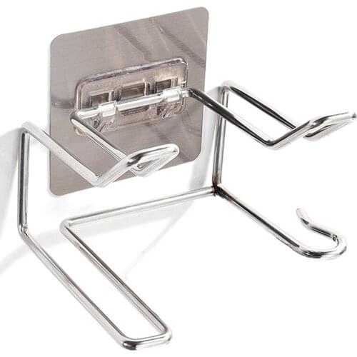 Hair Dryer Holder Wall Mounted No Drilling Blow Dryer Holder Rack Stainless Steel Hair Styling Tools Organizer