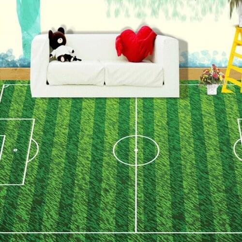 Custom Mural Green Football Field Lawn Lvyinchang Living Room Bedroom Childrens Room 3D PVC Floor Mural Self-adhesive Wallpaper