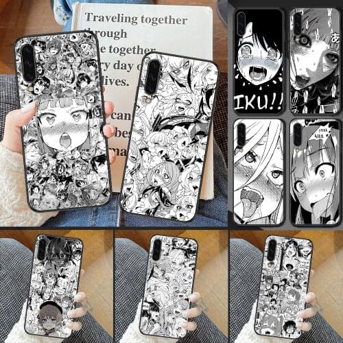 Hentai Anime Girl Faces Phone case For Samsung Galaxy A 3 5 7 8 10 20 21 30 40 50 51 70 71 E S 2016 2018 4G black art back tpu