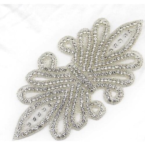 Keering popular silver rhinestone Applique for wedding DIY WRA-050