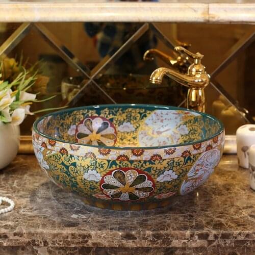 Jingdezhen ceramic sanitary ware art counter basin wash basin lavabo sink Bathroom sink chinese round art wash basin
