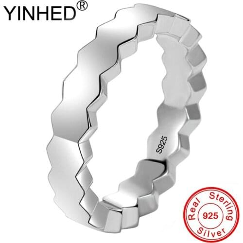 YINHED Simple Plain Ring for Women and Men Lovers Couple Rings Real 925 Sterling Silver Wedding Band Engagement Ring ZR685